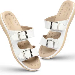 picson Women Stylish Double Buckle Slides | Premium Look & Extra Soft Cushion Flats Sandal image 1