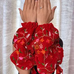 Shagun Shakti SS2025-RED-BHAGALPURI-006 Silk Arm Warmer-image-9