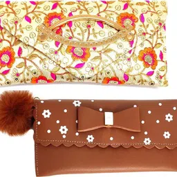 mahabal Casual, Party, Formal Cream, Brown Clutch-picture-33