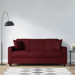 woodsworth from pepperfry Alba Fabric 3 Seater Sofa In Garnet Red Colour-picture-20