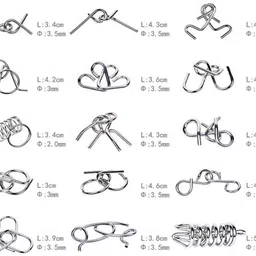 augen Metal Wire Brain Teaser Puzzle Set IQ Tester Fidget Toys for Kids & Adults (E) image 2