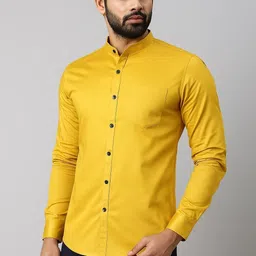 manchester & co Men Regular Fit Solid Mandarin Collar Casual Shirt-picture-24