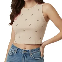 osworn Casual Sleeveless Printed Women Beige Top-picture-33