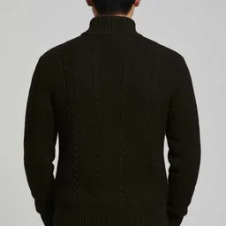 nikline Men Solid V Neck Brown Sweater image 2