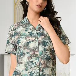 fuback Women Regular Fit Printed Lapel Collar Casual Shirt-picture-16