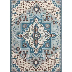 presto Blue Traditional Wool 6 ft x 9 ft Hand Tufted Carpet image 2