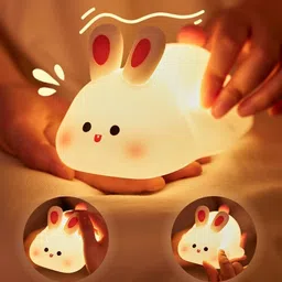 fortay Cute Rabbit Night Light, USB Rechargeable, Changing Light, Room Decor Night Lamp - 4 cm image 1