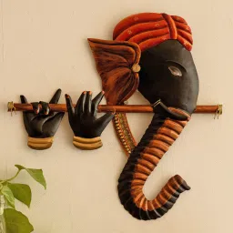 ecraftindia Wrought Iron Lord Ganesha Wall Art In Black image 1