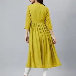 janasya Women Woven Design Chiffon Flared Kurta image 4