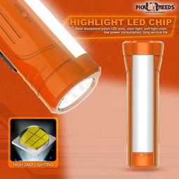 daily needs shop Emergency Rechargeable 25W LED Torch Mini Pocket Flashlight With Side Tube Light 3 hrs Torch Emergency Light image 3