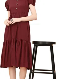 rosasignora Women Maxi Maroon Knee Length Dress image 4