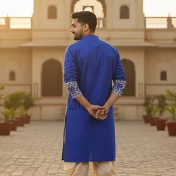 chandra Men Woven Design Pure Cotton Straight Kurta image 2