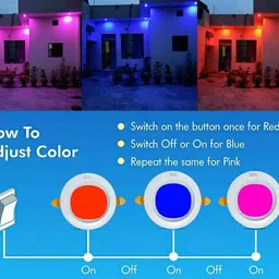 mvl 9W 3-in-1 LED Ceiling Color Changing Light (Red/Blue/Pink, Pack of 4) Ceiling Light Ceiling Lamp image 2