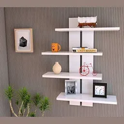 a m enterprises Wall Shelf 4 Tier Designer Wall Hanging Mount Decorative Shelf MDF (Medium Density Fiber) Wall Shelf-picture-19