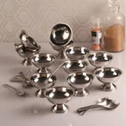 dynore Silver 150 ML Stainless Steel 12 Pcs Ice cream Cups with Spoons-picture-28