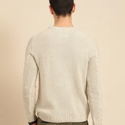 mr bowerbird Men Self Design Round Neck White Sweater image 5