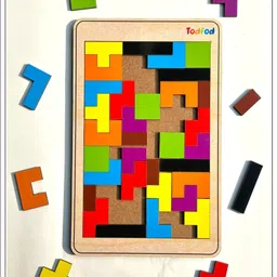 todfod Wooden hexatetris Puzzle Toy Brain Games for Boys & Girls, Brain Booster image 3