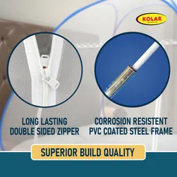 kolar Polyester Adults Washable Premium 6.5 Feet x6.5 Feet Double Bed Machardani With Heart,King Size Double Bed Mosquito Net image 5