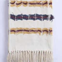 jamio firati White Cotton Solid 84x60 Inches Sofa Throw image 4