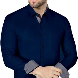 vtexx Men Regular Fit Solid Spread Collar Formal Shirt image 3