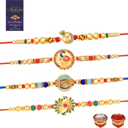 regus Thread RGSETNEW08990 Assorted Rakhi, Chawal Roli Pack, Greeting Card Set-picture-18