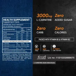 AS-IT-IS Nutrition ATOM L- Carnitine Liquid Helps Convert Fat into Energy, With Vit. B6, B12, 3000mg L-Carnitine, Sugar Free, Performance & Recovery, 30 Servings, image 2