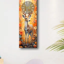 OLIVE TREE Orange & Yellow Printed Contemporary Wooden Rectangle Analogue Wall Clock image 1