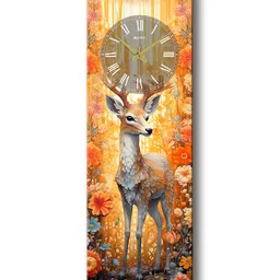 OLIVE TREE Orange & Yellow Printed Contemporary Wooden Rectangle Analogue Wall Clock image 2