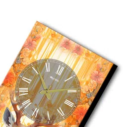 OLIVE TREE Orange & Yellow Printed Contemporary Wooden Rectangle Analogue Wall Clock image 4