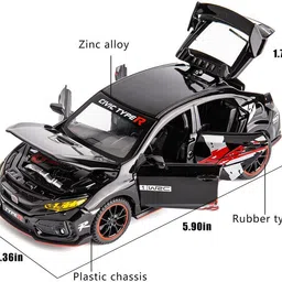 deuson ecom 1:32 Diecast Metal Car Civic Type R Die Cast Scale Model Car Toy Car For Kids image 2