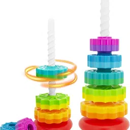 Spinning Stacking Tower for Kids Colorful Rainbow Spin Stacker for Toddlers-image-25