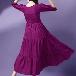 jash creation Women Fit and Flare Purple Maxi/Full Length Dress image 2