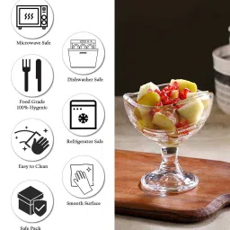ceradeco Set of 2 Transparent Glass Oval Shaped Ice Cream Bowls image 5
