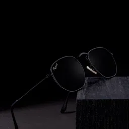 RESIST EYEWEAR Unisex Rectangle Sunglasses with UV Protected Lens FRANCIS BLACK BLACK3 image 3