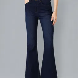 flying machine Women Flared Mid Rise Blue Jeans image 1