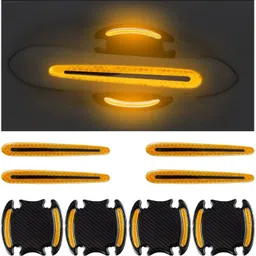 Car Handle Cup Carbon Fiber Protection 8PCS Yellow Reflective Stickers Car Reflector Light-image-82