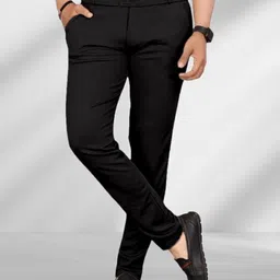 metronaut Regular Fit Men Black Polyester Trousers image 3