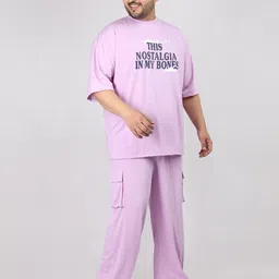 chkokko Men Top & Pyjama Set Purple Printed image 3