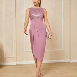 miss chase Women Wrap Purple Midi/Calf Length Dress-picture-23