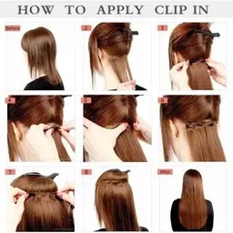 d-divine Full Head Curly/Wave Clip On Synthetic Extension For Girls 24 inch (Brown) Hair Extension image 5