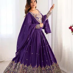 pmd fashion Embroidered Semi Stitched Lehenga Choli image 5