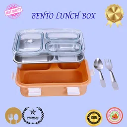 moira international Compartment -3 Sealed Leak Proof Stainless Steel For Kid's & Adult_REG64 3 Containers Lunch Box-picture-29