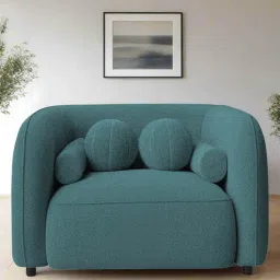 febonic Corny Boucle Fabric 1 Seater Sofa In Ocean Blue Colour-picture-36