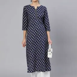 haritwal Women Printed Viscose Rayon Straight Kurta image 2