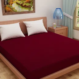 DREAM CARE Maroon Terry Cotton Queen Waterproof Mattress Protector-image-39