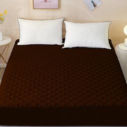 DREAM CARE Coffee Brown Cotton Single Bed Mattress Protector-picture-30