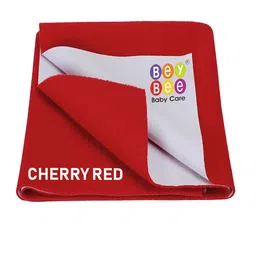BeyBee Kids Red Solid Waterproof Dry Sheet Cotton Mattress Protector-picture-42