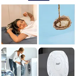 GADDA CO Blue Cotton Terry Waterproof Elastic Fitted Mattress Protector image 3