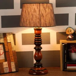 Grey Fabric Shade Table Lamp With Brown Base By Foziq-picture-23