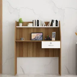 sivom Tron Hutch Desk in Lyon Teak & White Colour image 1